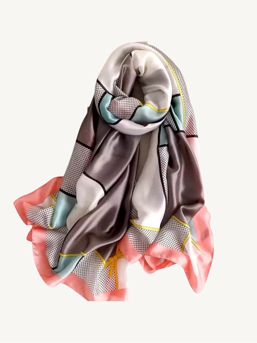 ✨VIP✨ NEW Antibes Pink Colorblock Silky Satin Scarf Shawl Hijab 70x35